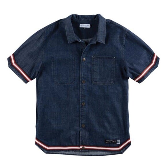 Mitchell And Ness Branded S/S Denim Warm Up Jacket $110 Men’s Large - Picture 1 of 4
